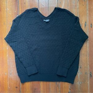 VINCE Textured Double V-Neck Sweater in Large